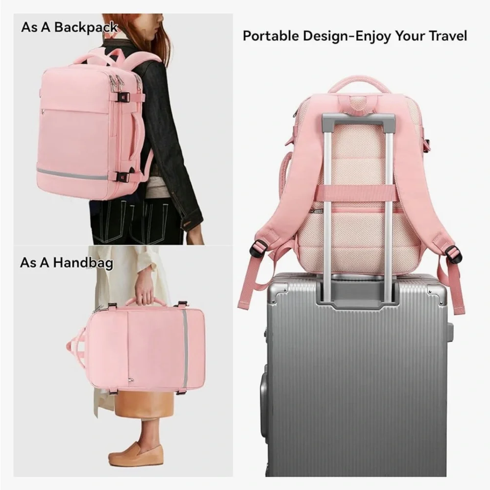 Airline Flight approved extra large capacity, travel laptop backpack 35L pink - Picture 6 of 16
